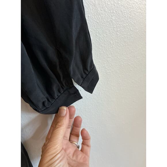 VTG 90s Black Silk Dress Ruffle Collar Whimsygoth Steampunk Vamp Dark Fairy S - Picture 6 of 16